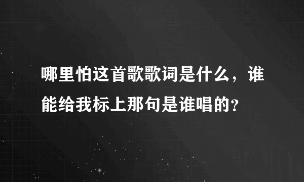 哪里怕这首歌歌词是什么，谁能给我标上那句是谁唱的？