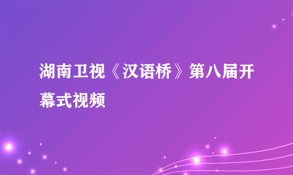 湖南卫视《汉语桥》第八届开幕式视频