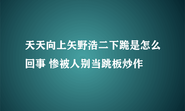 天天向上矢野浩二下跪是怎么回事 惨被人别当跳板炒作