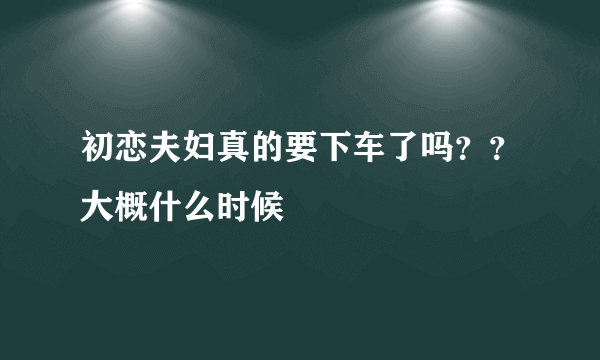 初恋夫妇真的要下车了吗？？大概什么时候