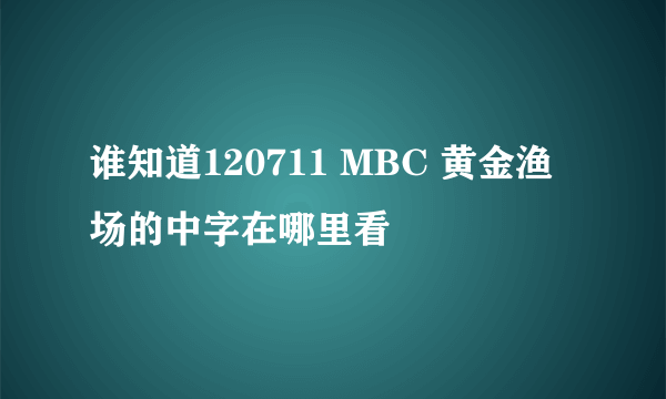 谁知道120711 MBC 黄金渔场的中字在哪里看