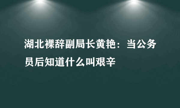 湖北裸辞副局长黄艳：当公务员后知道什么叫艰辛