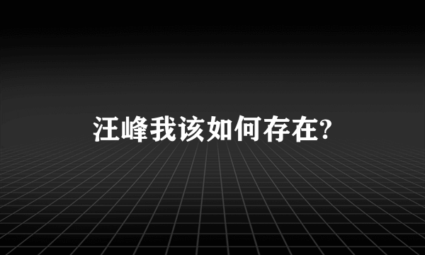 汪峰我该如何存在?