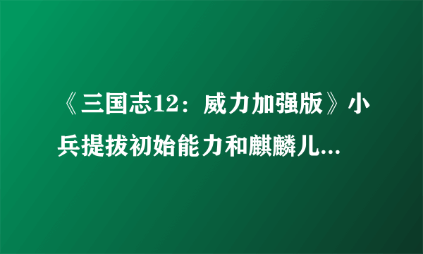 《三国志12：威力加强版》小兵提拔初始能力和麒麟儿概率参数相关AdjustParam