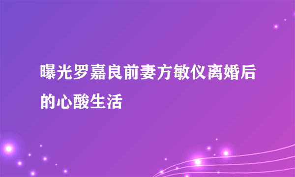 曝光罗嘉良前妻方敏仪离婚后的心酸生活