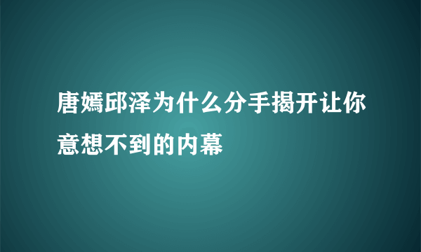 唐嫣邱泽为什么分手揭开让你意想不到的内幕