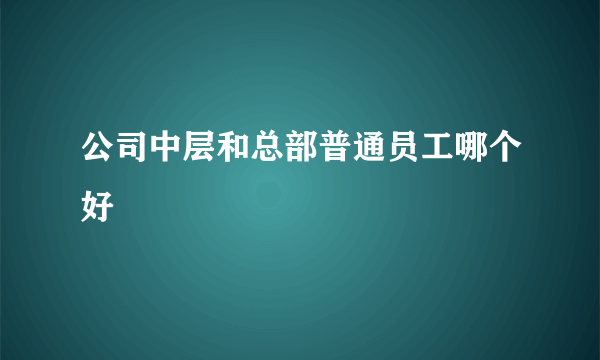 公司中层和总部普通员工哪个好