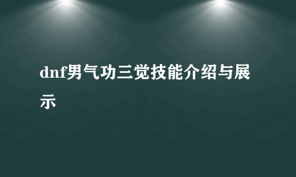 dnf男气功三觉技能介绍与展示