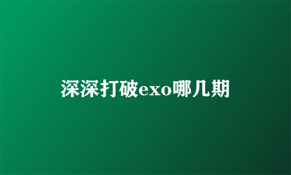 深深打破exo哪几期