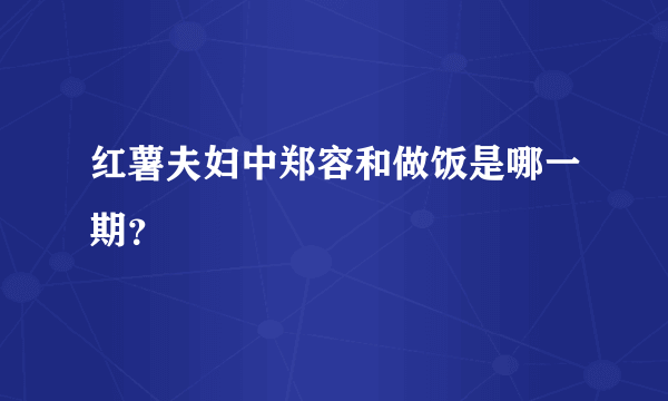 红薯夫妇中郑容和做饭是哪一期？