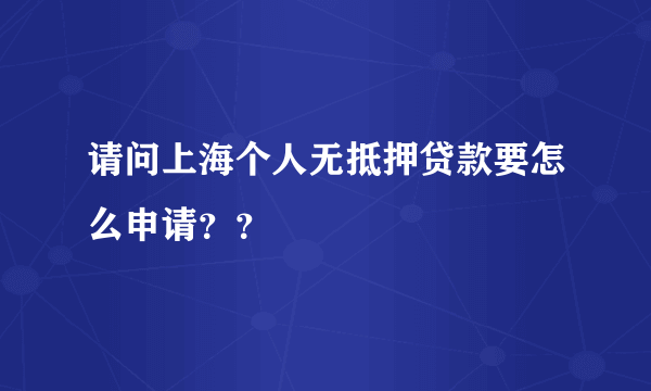 请问上海个人无抵押贷款要怎么申请？？