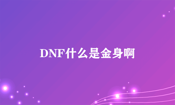 DNF什么是金身啊