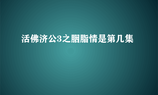 活佛济公3之胭脂情是第几集