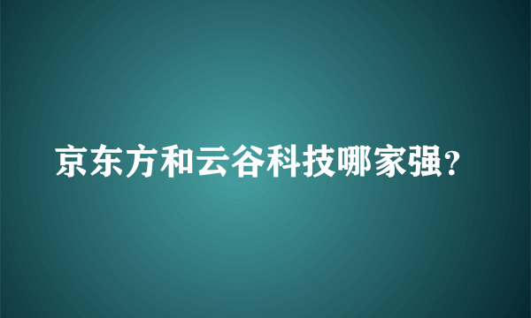 京东方和云谷科技哪家强？