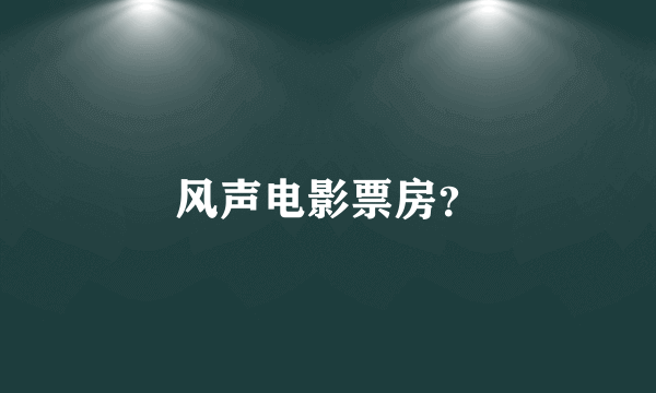 风声电影票房？