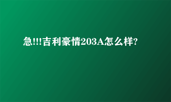 急!!!吉利豪情203A怎么样?