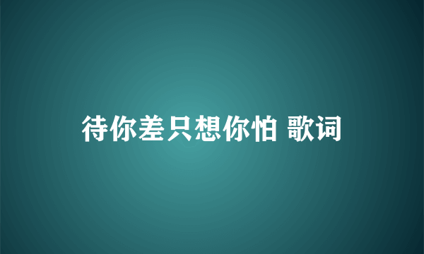 待你差只想你怕 歌词