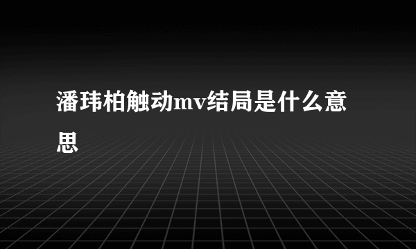 潘玮柏触动mv结局是什么意思