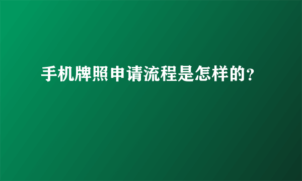 手机牌照申请流程是怎样的？