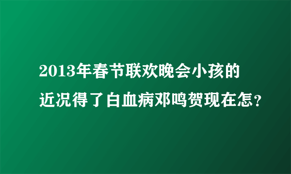 2013年春节联欢晚会小孩的近况得了白血病邓鸣贺现在怎？