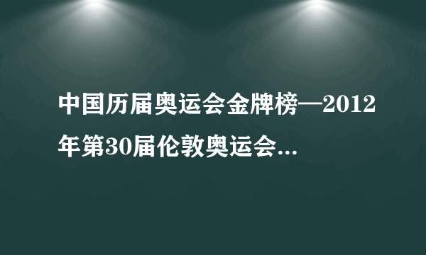 中国历届奥运会金牌榜—2012年第30届伦敦奥运会中国获金牌情况