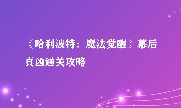 《哈利波特：魔法觉醒》幕后真凶通关攻略