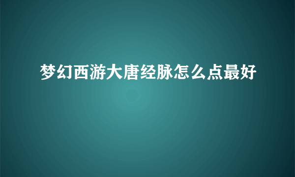 梦幻西游大唐经脉怎么点最好