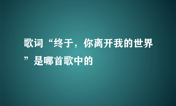 歌词“终于，你离开我的世界”是哪首歌中的