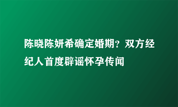 陈晓陈妍希确定婚期？双方经纪人首度辟谣怀孕传闻