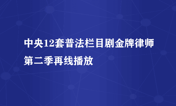 中央12套普法栏目剧金牌律师第二季再线播放