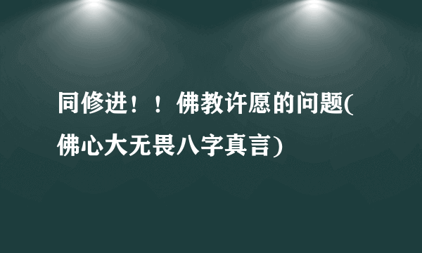 同修进！！佛教许愿的问题(佛心大无畏八字真言)