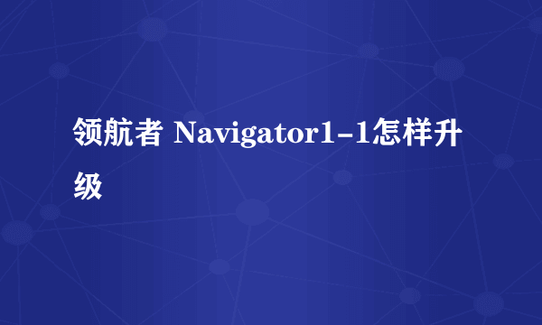 领航者 Navigator1-1怎样升级