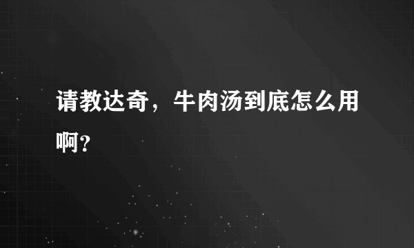 请教达奇，牛肉汤到底怎么用啊？