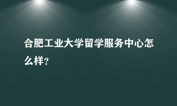 合肥工业大学留学服务中心怎么样？