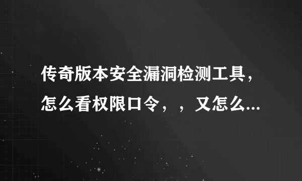 传奇版本安全漏洞检测工具，怎么看权限口令，，又怎么知道是那个SF，