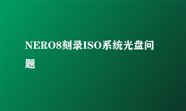 NERO8刻录ISO系统光盘问题