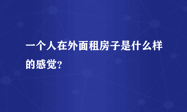 一个人在外面租房子是什么样的感觉？