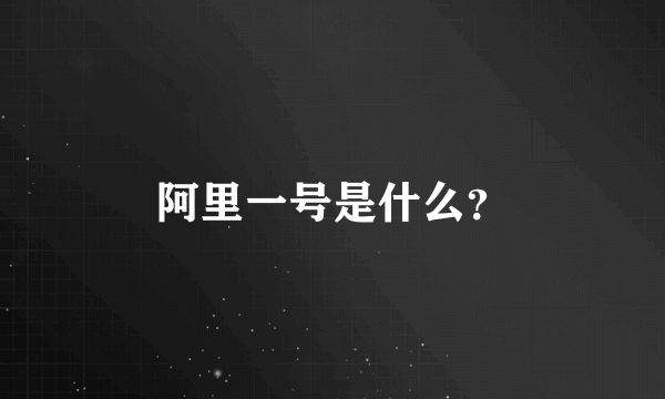 阿里一号是什么？