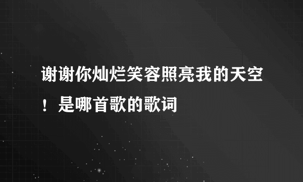 谢谢你灿烂笑容照亮我的天空！是哪首歌的歌词