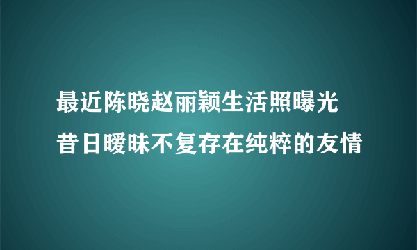 最近陈晓赵丽颖生活照曝光 昔日暧昧不复存在纯粹的友情