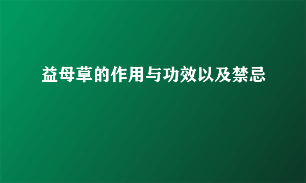 益母草的作用与功效以及禁忌