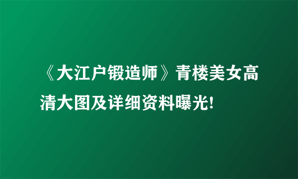 《大江户锻造师》青楼美女高清大图及详细资料曝光!