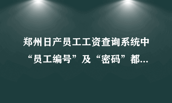 郑州日产员工工资查询系统中“员工编号”及“密码”都是几名?