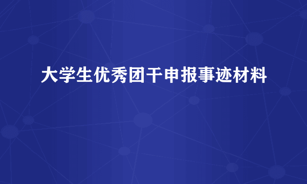 大学生优秀团干申报事迹材料