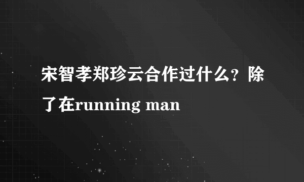 宋智孝郑珍云合作过什么？除了在running man