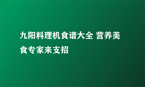 九阳料理机食谱大全 营养美食专家来支招