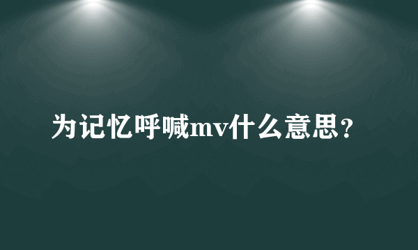 为记忆呼喊mv什么意思？