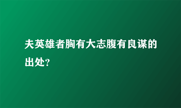 夫英雄者胸有大志腹有良谋的出处？