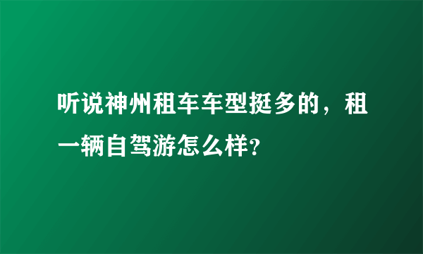 听说神州租车车型挺多的，租一辆自驾游怎么样？