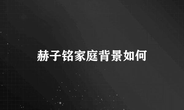 赫子铭家庭背景如何